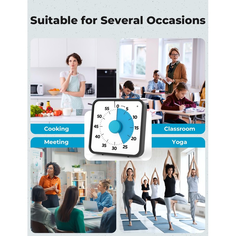 LIORQUE 60 Minute Visual Timer for Kids and Adults, Non-Ticking
