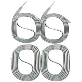 SNORS 2 Pairs of Waxed Round and Flat Shoelaces, 18 Colours, 45-150 cm, Tear-Resistant, Stable, Cotton Shoe Laces for Business, Leather Shoes, Boots, lightgrey