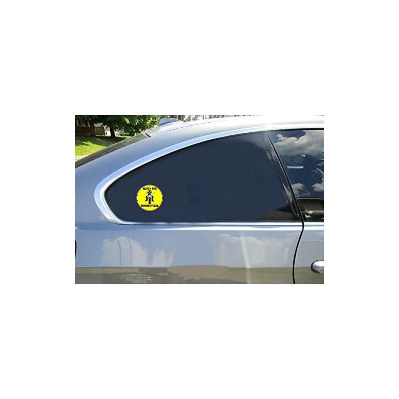 U.S. Custom Stickers Watch for Motorcycles Yellow Circle Sticker 8