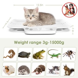 STARSUM Multifunctional Newborn pet Scale,whelping Scale, Accuracy  0.035 oz, Maximum 15 kg / 33.06 lbs, Automatic Hold, Integrated Design Without disassembly, Suitable for Newborn Pets, Small Animals