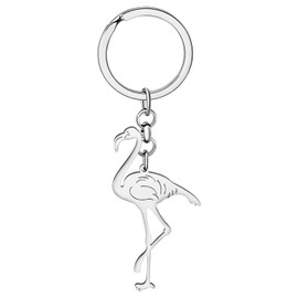 RAIDIN Stainless Steel Gold Silver Plated Cute Animal Key Ring Gifts for Women Girls Car Handbag Key Charms Accessories, Silver-172 Flamingo