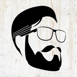 Beard Decals Peel and Stick - Wall Vinyl Decals Stickers - Bearded Man Mustache Barber Barbershop Haircut Hair Stylist Silhouette - Car Window Truck Laptop Tumbler - Salon Shop Room Decor DWSV14026