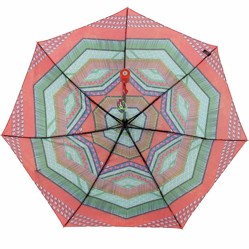 Bisetti Etnico Boho Women's Pocket Umbrella Open-Close Automatic, red, Pocket