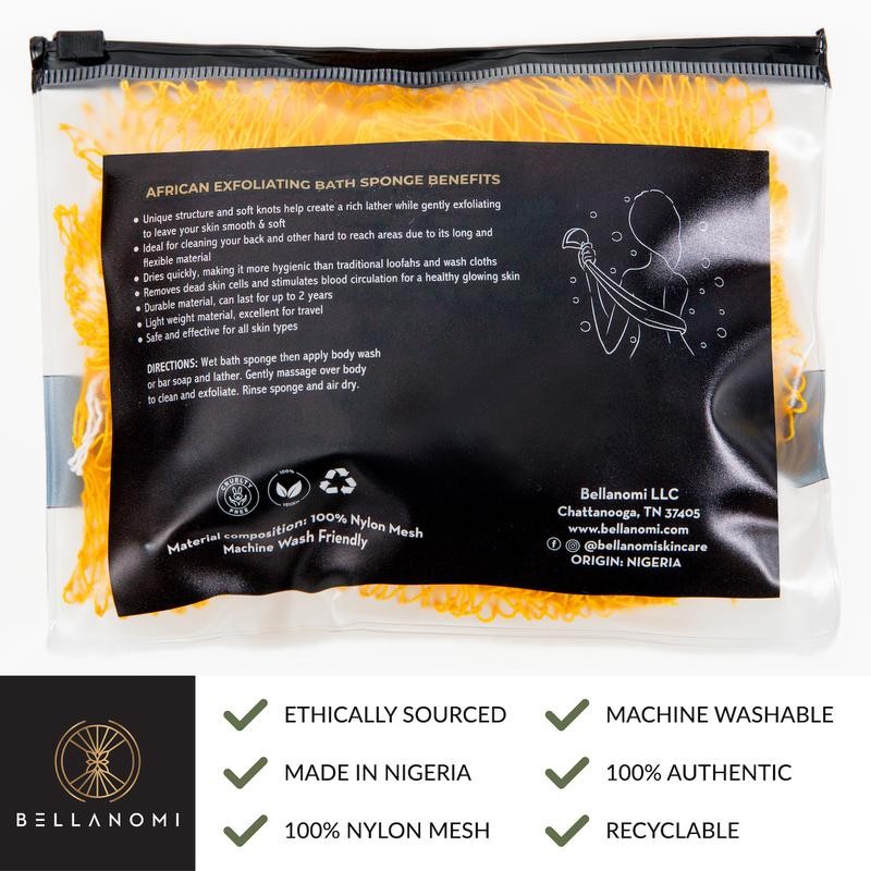 Bellanomi African Exfoliating Net Sponge, Ethically Sourced from Nigeria Bath