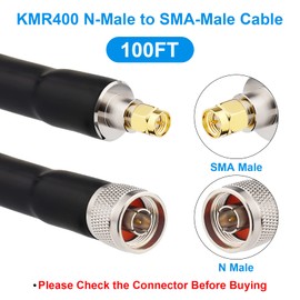 XRDS -RF KMR400 SMA to N Cable 100ft, N-Male to SMA-Male Connector Low Loss Extension Cable 50 Ohm