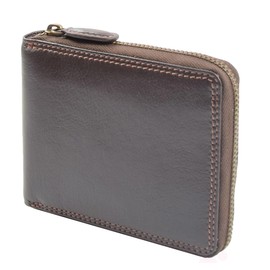 House of Luggage Mens Real Leather Zip Around Wallet Coins Notes RFID Blocking HLG14 (Brown)