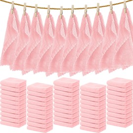 Newwiee 100 Pcs Washcloths Quick Drying Bathroom Wash Clothes 12 x 12 Inch Face Towels Microfiber Soft Wash Rags Bulk for Your Face and Body Facial Towels for Spa Fingertip Towel (Light Pink)