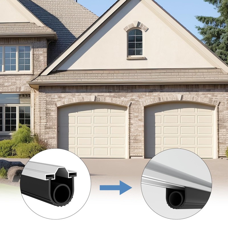 Duzzy 20 Feet Convex Shape Garage Door Seal Kits, Pre-drilled