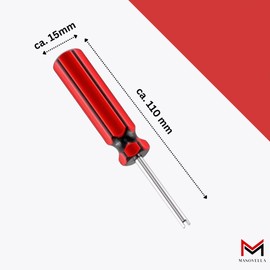 Manovella® Car Valve Extractor - Valve Wrench for Car, Truck, Bicycle & Motorcycle - Double Sided - For AV/Schrader Valves - Robust & Handy - 11cm Long (Valve Extractor + 5 Inserts)