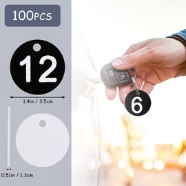 Tenare Pack of 100 Black Round Number Plates 1-100 Numbered Tags ID Number Plates Made of Plastic Small Waterproof Number Tags with Hole for Wardrobe Hotel without Key Rings