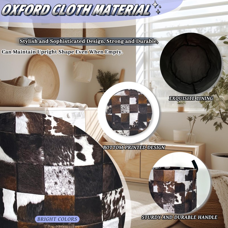 Personalise Cow Print Laundry Basket Oxford Cloth Animal Cowhide Laundry