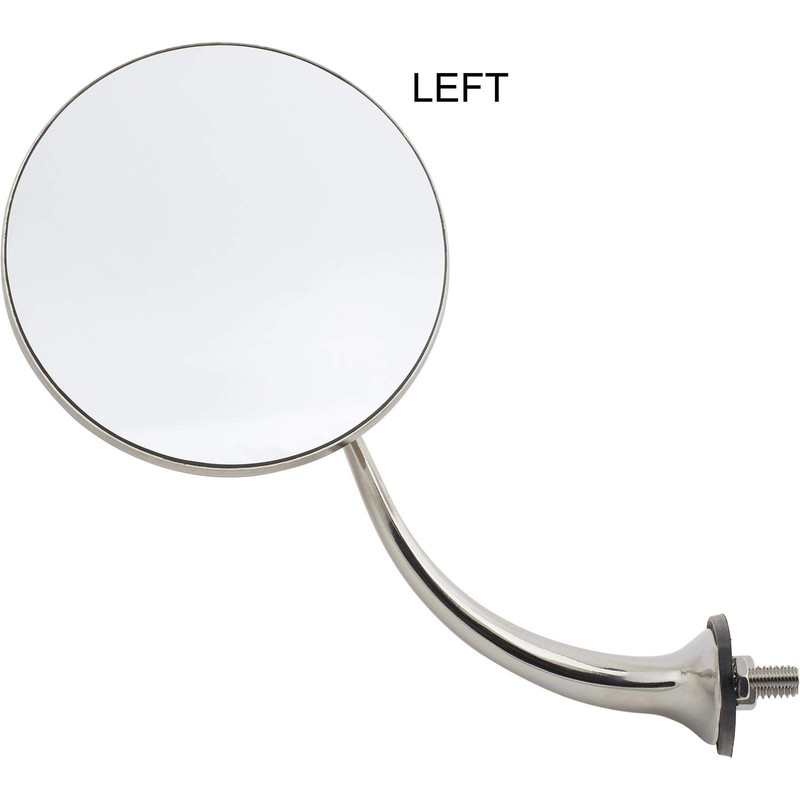 Swan Neck Stainless Driver Side Door Rear View Mirror, 4