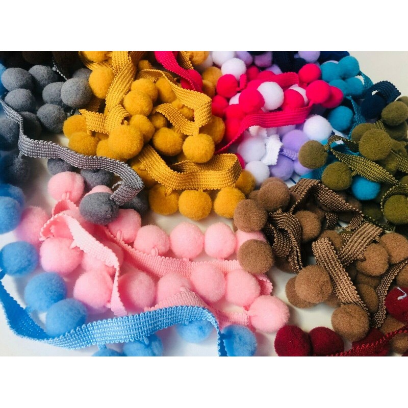 XL 2cm Pom Pom Bobble Trim Fringe Pompom Trimming Cushions