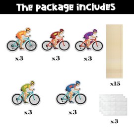 Bicycle Centerpiece Sticks, Kids and Adult Birthday Table Toppers,Bike Theme Birthday Party Decorations, Bicycle Racing Party Supplies.Set of 15