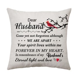 Aconesong Husband Memorial Gifts Sympathy Gift Bereavement Cushion Cover Gift for Who Loss of Husband Couple In Memory of Husband Passed Away Keepsake Decorative Pillow Cover 45 x 45 cm (Husband)