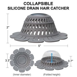 Shower Drain Hair Catcher, Soft Silicone Drain Protector & Shower Drain Cover for Pop-Up and Regular Drains of Shower Room, Bathroom, Bathtub, Sink (Red/Green/Gray)