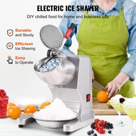 Ice Crushers Machine, 220lbs Per Hour Electric Snow Cone Maker with 4 Blades, Stainless Steel Shaved Ice Machine with Cover and Bowl, 300W Ice Shaver Machine for Home and Commercial Use, Silver