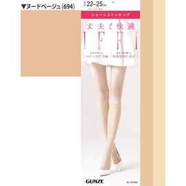 Gunze SPS995 Women's Short Stockings, Iffy Same Color, 3 Pairs, nude beige
