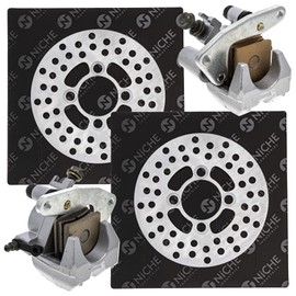 NICHE Front Brake Rotor Caliper Kit for Yamaha Raptor 660R Banshee Warrior 350 YFZ450 5LP-2580U-00-00 3GD-2580U-01-00