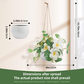 ginojex Artificial Fake Hanging Flowers Faux Daisy Plants Basket for Outdoor Flower Decor Party Exhibition Center Wedding Home Decoration- White