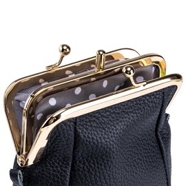 Yocipa Women's Genuine Leather Shoulder Bag, Mini Pochette, 2 Room Structure, Smartphone Pouch, Cross-body Shoulder Bag, Lightweight, Stylish, Retro, Small Bag, yellow (yellow ocher)
