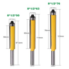 DingGreat 3 x 8 mm shank flush cutter, copy cutter, wood cutter/groove cutter, wood cutter, router bit, upper bearing, extra long, straight cutter cutting blade