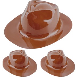 SGBETTER 15 Pcs Plastic Cowboy Hats Bulk Brown Wide Brim Cowboy Hat Western Cowboy Cowgirl Hat for Adult Kids Western Party Costume Accessories