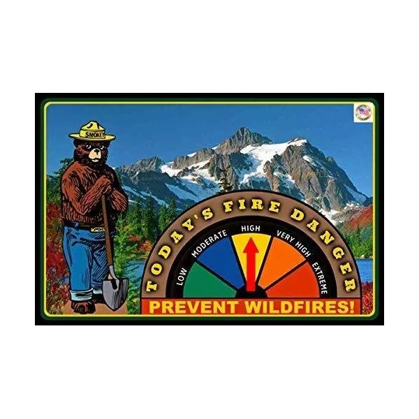 8X12 FIRE DANGER SIGN W REAL WORKING GAUGE SMOKEY BEAR