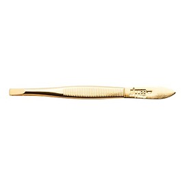 nippes Solingen Straight and Angled Tweezers Nickel-Plated Steel 19 Carat Gold-Plated 9 cm Length Eyebrow Plucking Eyebrow Tweezers Fine Made in Germany, 9 g, Gold