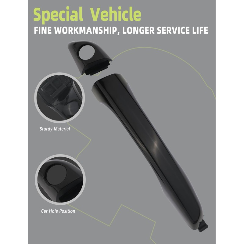 4PCS Black Exterior Door Handle Front Rear Left Driver Right