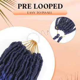 Blue Pre-Looped New Goddess Locs Crochet Hair for Black Women-8 Packs 18 Inch Deep Faux Locs Crochet Hair With Loose Wavy Curly Ends|Prelooped Crochet Braids|Lightweight Synthetic Hair(18",T1B/Blue)