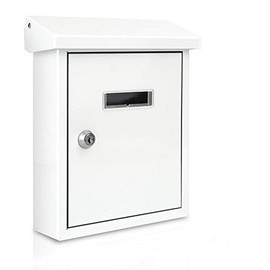 SereneLife Wall Mount Lockable Mailbox - Modern Outdoor Galvanized Metal Key Large Capacity - Commercial Rural Home Decorative & Office Business Parcel Box Packages Drop Slot Secure Lock