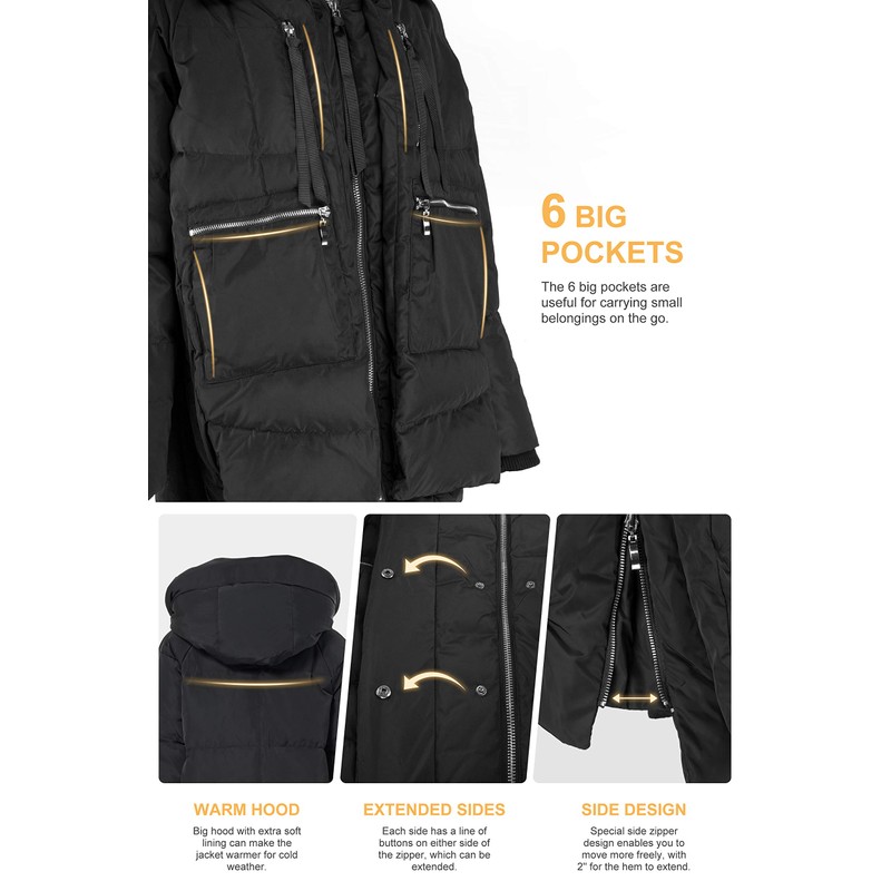 Orolay Women's Thickened Down Jacket Black 2XL