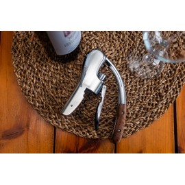 VB VIN BOUQUET FID 1535 Cavatappi a leva cromato con manico in legno, meccanismo professionale, confezione regalo