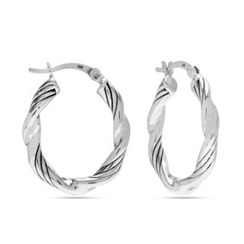 LeCalla Women's Hoop Earrings | 925 Sterling Silver Sterling Silver Twisted Textured Hoop Earrings 25MM