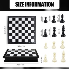 Magnetic Chess Game, Travel Chess, Magnetic Game, Magnetic Chess, Chess Board, Chess/Lady/Backgammon 3-in-1 Set, Portable Foldable Travel Magnetic Chess Board for Children