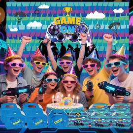 CNMOAOAGS 12Pcs Video Game Happy Birthday Decorations, Video Games Llama Birthday Party Favors Gift Boxes for Boys and Girls Kids Party Theme Supplies