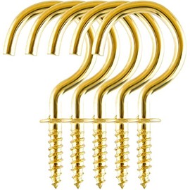 SISI UK 3/4 Inch Cup Hooks Ceiling Hooks Metal Hook Holder, 50 Pieces Brass (19mm)