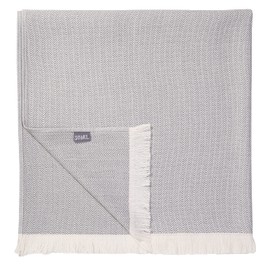 Sowel® Hammam Towel, Fouta Beach Towel, Sauna Towel, 100% Organic Cotton, 100 x 190 cm, Made in Portugal, Grey/Ecru
