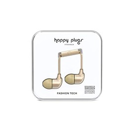 Happy Plugs In-Ear New Deluxe Edition In-Ear Earphones, Swedish Brand, Ideal for Women, Musical Note Mark Case, Remote Control and Microphone Included, Calls, Compatible with iOS/Android, Siri