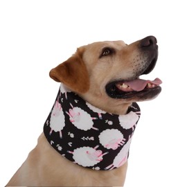 LovinPet Dog Recovery Collar, Adjustable Soft Cone for Medium & Large Dogs, Post-Surgery Comfort & Lick Prevention, Sheep Print,Black