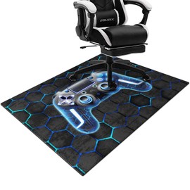 Gaming Chair Mat for Hardwood Floor,48"x36" Gaming Rug for Gaming Room, Under Desk Non Slip Gamer Rug for Tile Floor,Low-Pile Game Room Rug,Rubber Backing Large Gaming Chair Floor Mat,Game Console