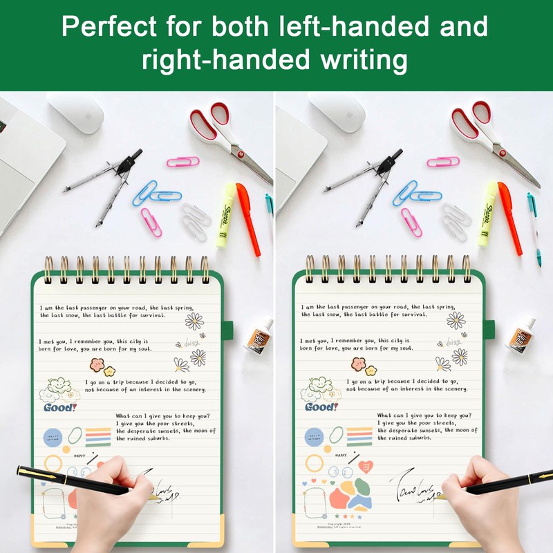 Mousbull Top Spiral Notebook, A5 Hardcover Top Bound Steno Pads,