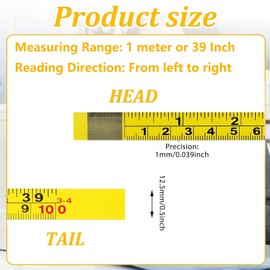 Steel Self-Adhesive Measuring Tape - 2Pcs 100cm/39Inch Imperial & Metric Tape Measure Sticker Ruler, Left to Right Adhesive Tape Measure for Workbench, Woodworking, Saw & Drafting Yellow