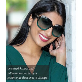 Joopin Oversized Polarized Sunglasses for Women, UV Protection Vintage Ladies Shades Fashion Trendy Designer Big Large Frame Womens Sunglasses (Gradient Green)