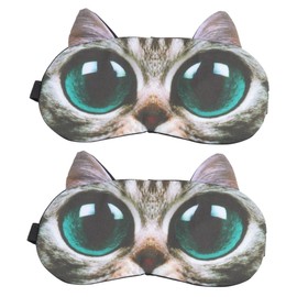 Healeved 2pcs Cartoon Animal Sleep Mask 3d Big Eyes Blindfold Cotton Cooling Eye Mask Comfortable Eyeshade for Women Men Girls Boys Ideal Relaxation