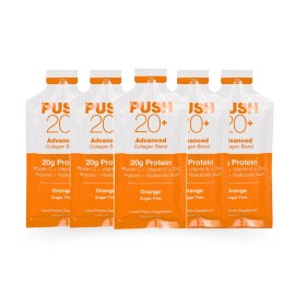 Liquacel PUSH20+ Liquid Collagen Protein Shot – 20g Pack of Five – Orange Flavor