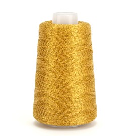 80g Metallic Crochet Thread,Yarn for Crocheting,Metallic Thread Round Band Yarn,Lurex Yarn with Metallic Shine, Sparkle Metallic Yarn for Clothes, Car Charm, Keychain Charm(Bright Golden)