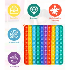 Xaosin Pop It 2-in-1 Pop It Game 20 x 20 cm Toy 1-100 Push Bubble Toy Fidget Toys Kids Rainbow Multiplication Board Sensory Toy Learning Toy for School Children