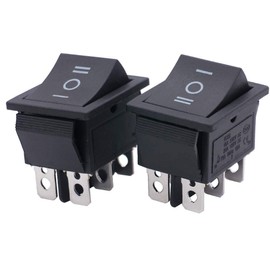 Twidec/2Pcs Rocker Switch 6 Pins 3 Position ON/Off/ON AC 10A/125V 6A/250V DPDT Car Boat Black KCD4 Rocker Switch Toggle KCD2-203
